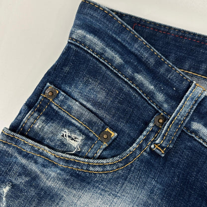 DSQUARED2 ディースクエアード 23年製 S74LB1247 ブルー ボタンフライ SKATER JEAN スケーター ストレッチデニム ボトムス