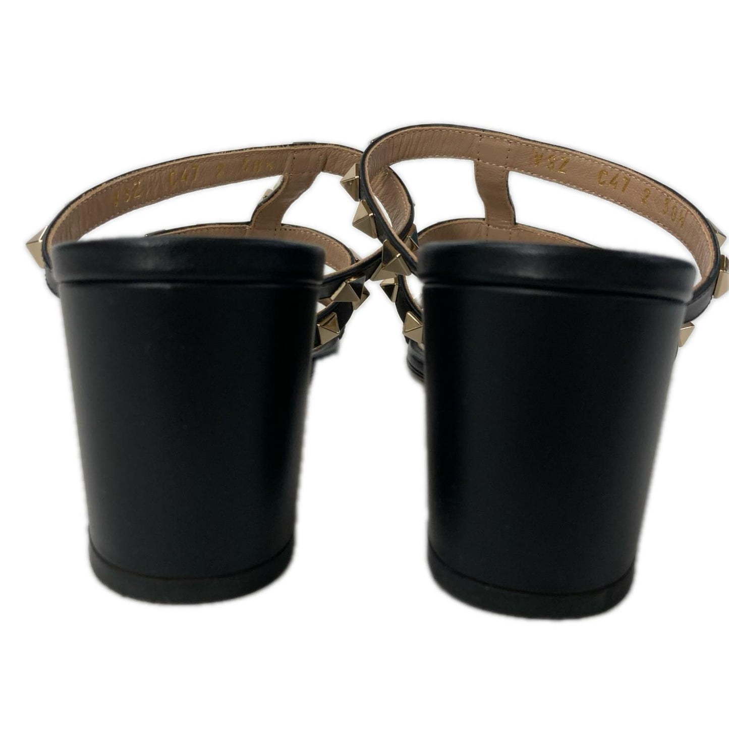 Valentino Garavani ヴァレンティノガラヴァーニ 【美品】ロックスタッズ カーフスキン スライドサンダル 60MM シューズ
