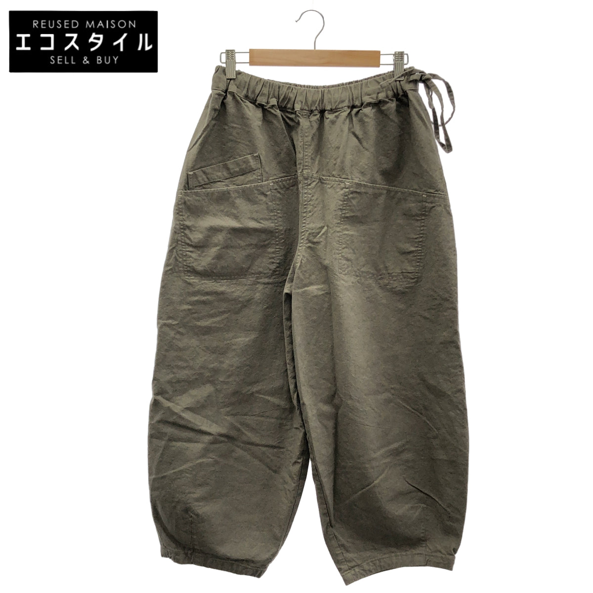 カーキグレー 綿麻オーバーダイ SAC PANTS ボトムス