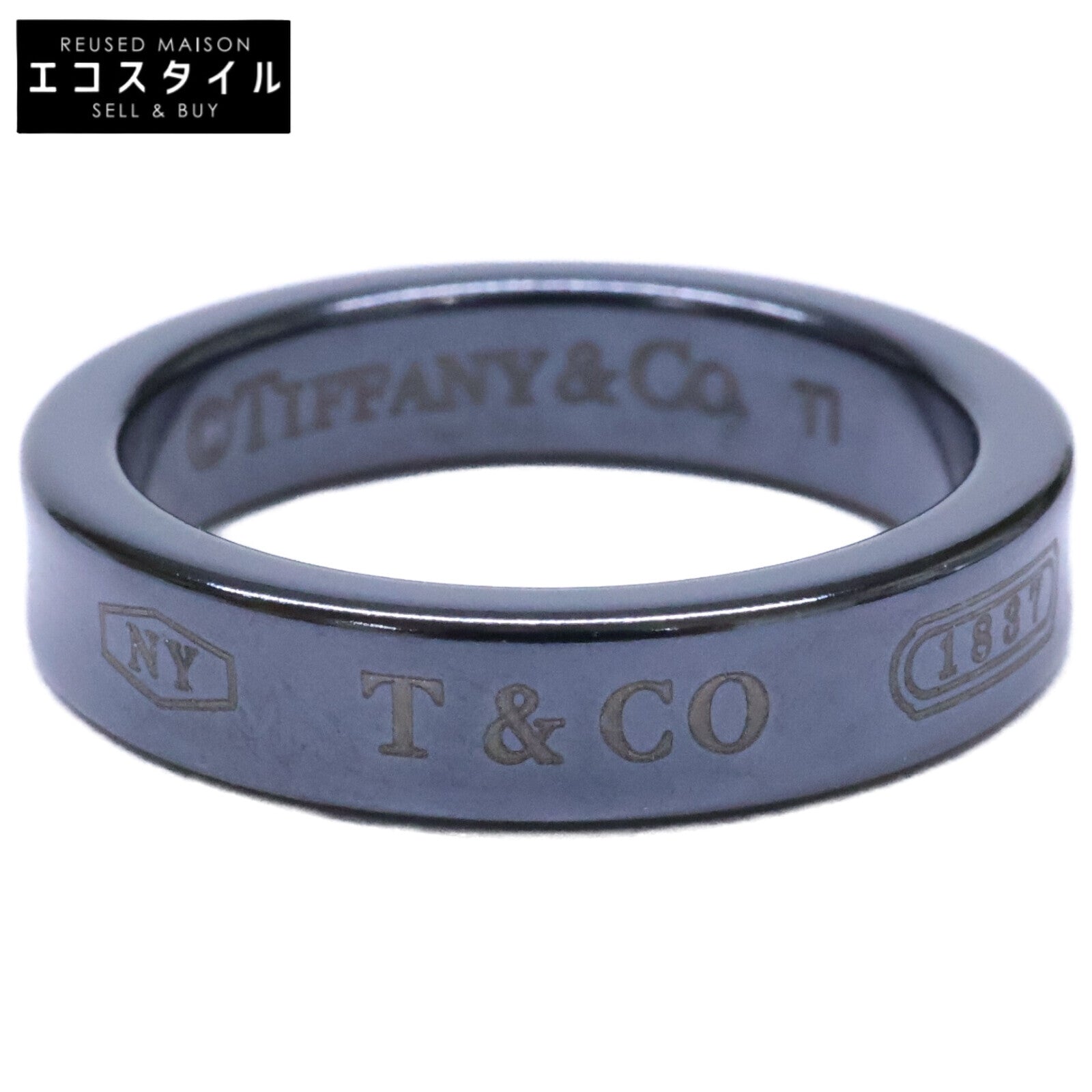 TIFFANY&Co. ティファニー 【美品】ティファニー1837 ブラックチタン ナロー リング 指輪