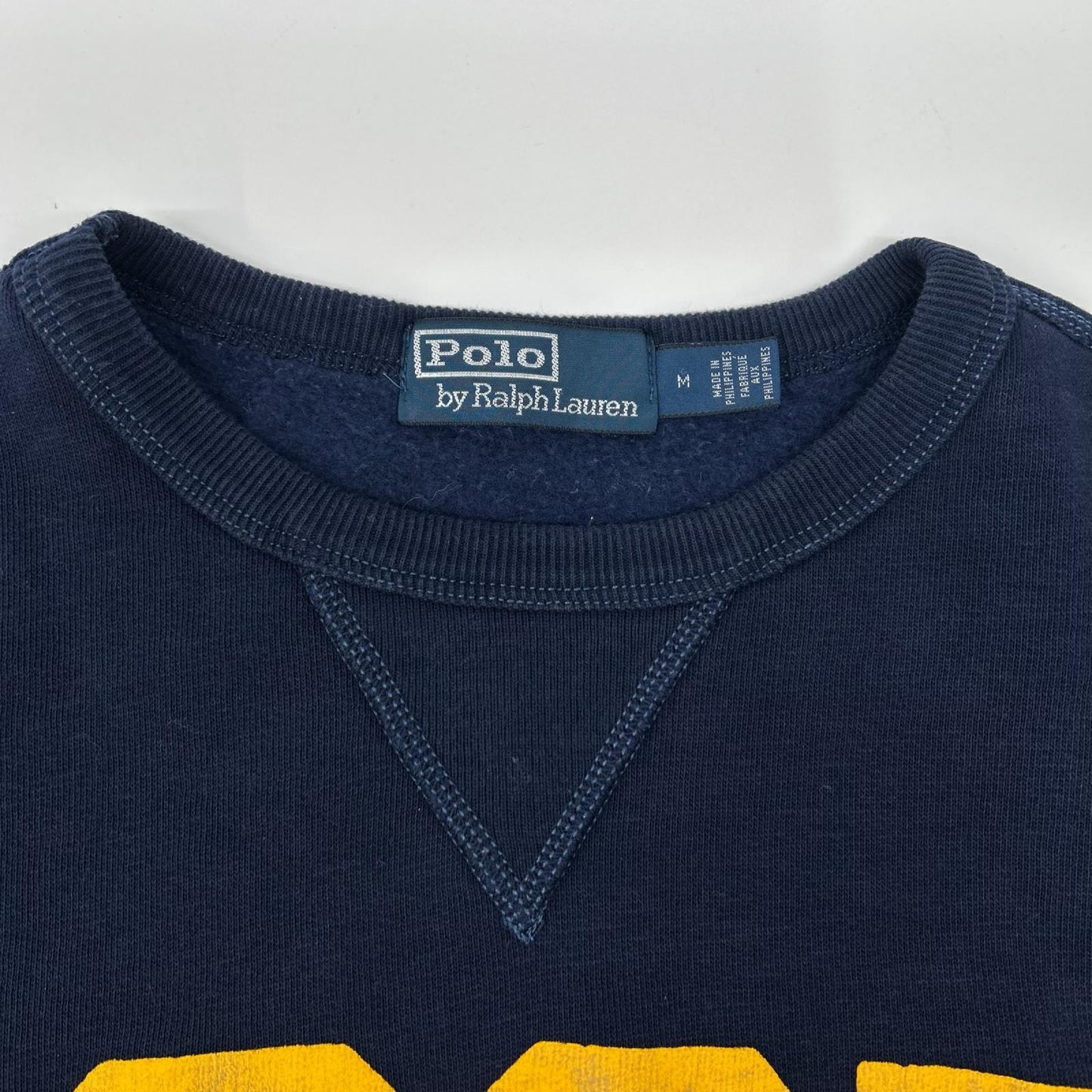 POLObyRalphLauren ポロラルフローレン ネイビー×イエロー Vガゼット クルーネック スウェット トップス
