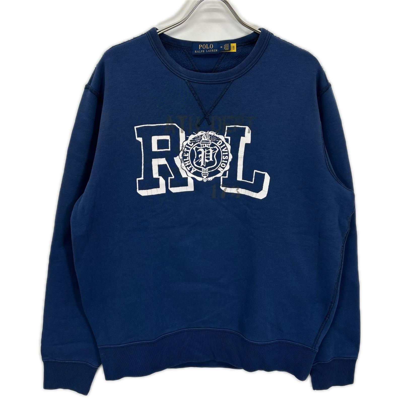 POLObyRalphLauren ポロラルフローレン ブルー RL スレチックディビジョンロゴ Vガゼット クルーネック スウェット トップス