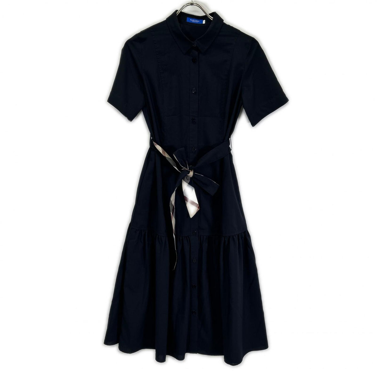 BLUE LABEL CRESTBRIDGE ブルーレーベルクレストブリッジ 55J18-542-29 25SS ブラック コットンライクナチュラルローンシャツドレス ワンピース