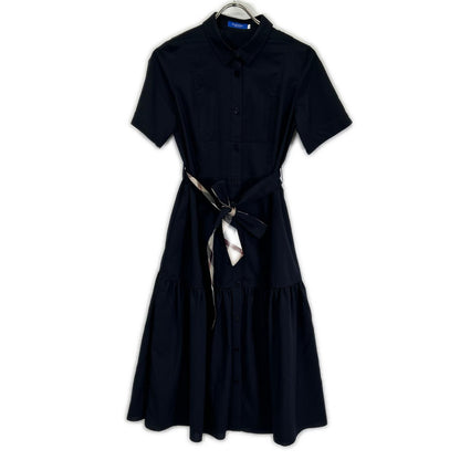 BLUE LABEL CRESTBRIDGE ブルーレーベルクレストブリッジ 55J18-542-29 25SS ブラック コットンライクナチュラルローンシャツドレス ワンピース
