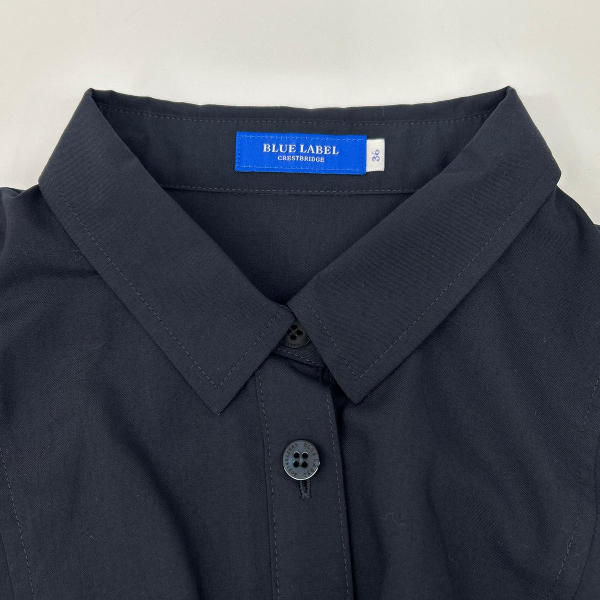 BLUE LABEL CRESTBRIDGE ブルーレーベルクレストブリッジ 55J18-542-29 25SS ブラック コットンライクナチュラルローンシャツドレス ワンピース