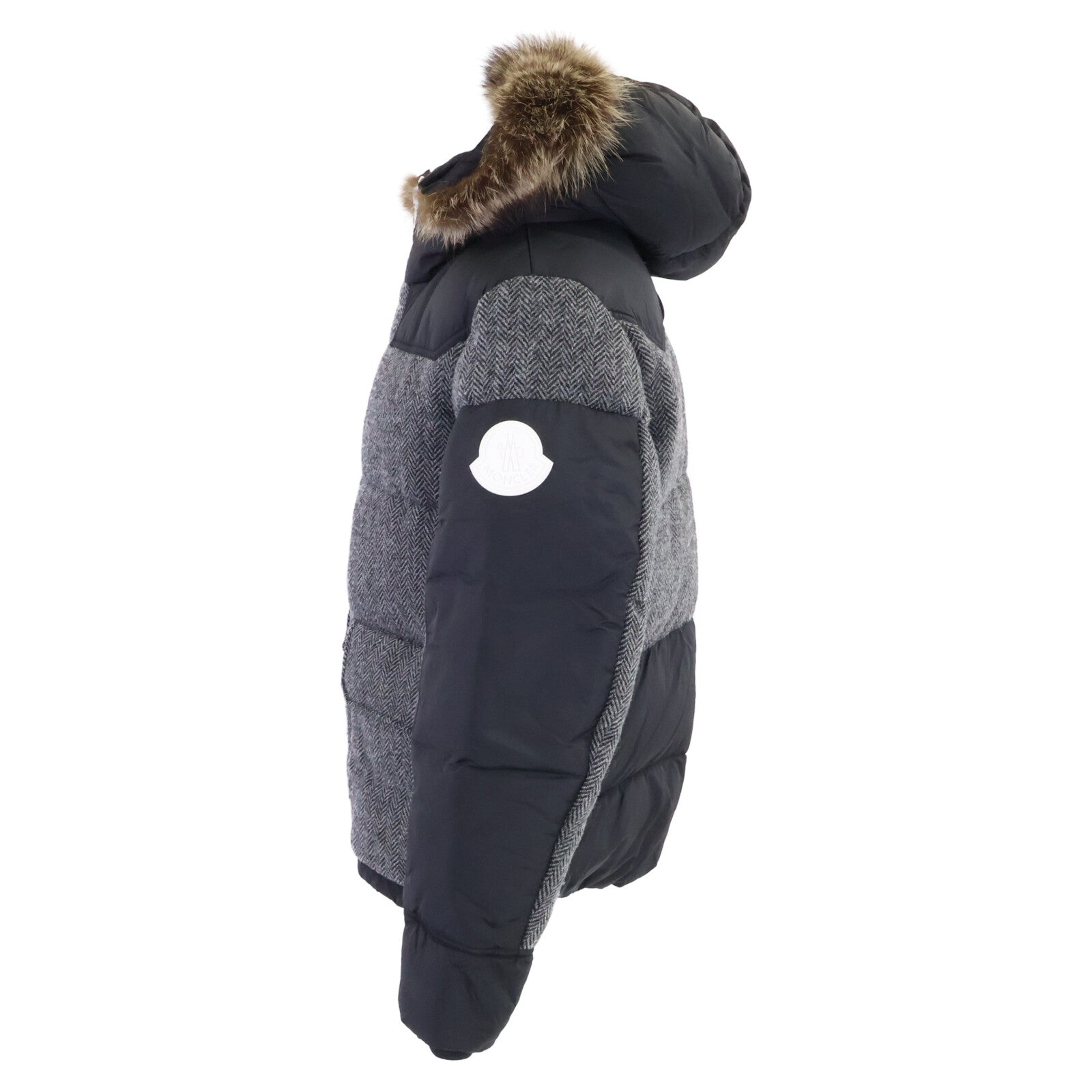 MONCLER モンクレール ROBERT ロバート ヘリンボーン切替 ファー付フーディダウンジャケット ジャケット