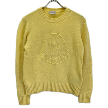 MONCLER モンクレール 23年製 GIROCOLLO TRICOT イエロー ウール×カシミヤ ロゴデザイン ニットプルオーバー