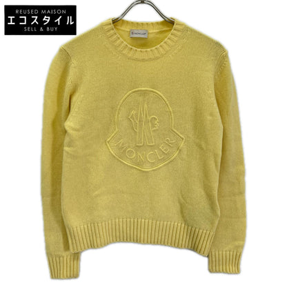 MONCLER モンクレール 23年製 GIROCOLLO TRICOT イエロー ウール×カシミヤ ロゴデザイン ニットプルオーバー