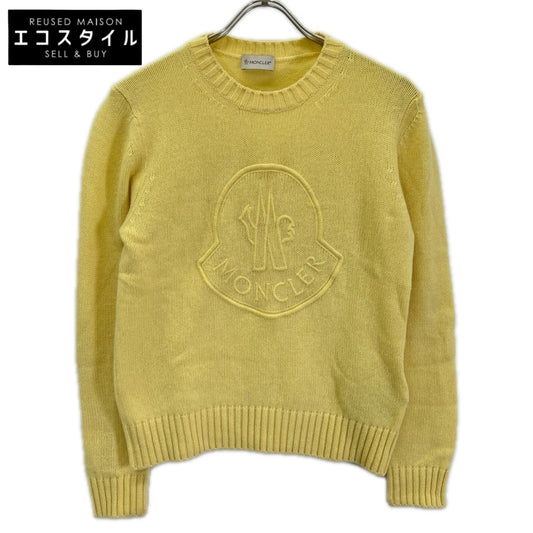MONCLER モンクレール 23年製 GIROCOLLO TRICOT イエロー ウール×カシミヤ ロゴデザイン ニットプルオーバー