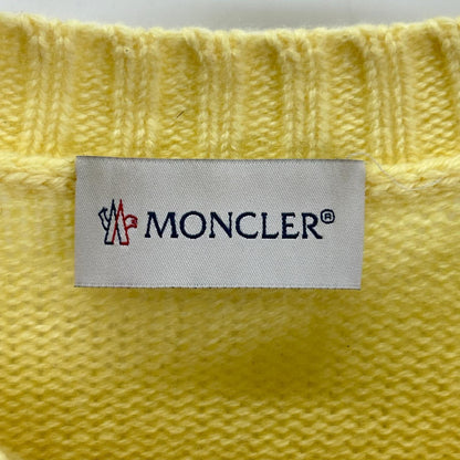 MONCLER モンクレール 23年製 GIROCOLLO TRICOT イエロー ウール×カシミヤ ロゴデザイン ニットプルオーバー