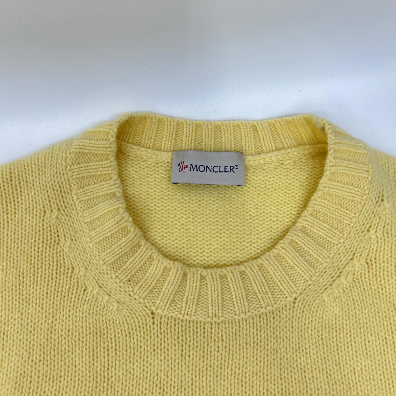 MONCLER モンクレール 23年製 GIROCOLLO TRICOT イエロー ウール×カシミヤ ロゴデザイン ニットプルオーバー