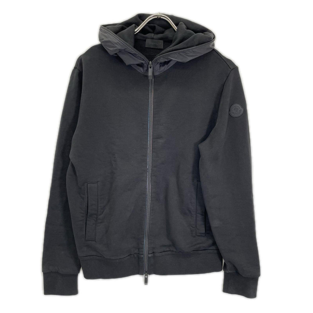 MONCLER モンクレール 24年製 ZIP UP CARDIGAN ブラック コットン×ナイロン フルジップスウェットフーディ トップス