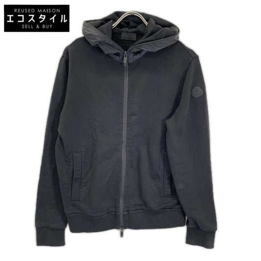 MONCLER モンクレール 24年製 ZIP UP CARDIGAN ブラック コットン×ナイロン フルジップスウェットフーディ トップス