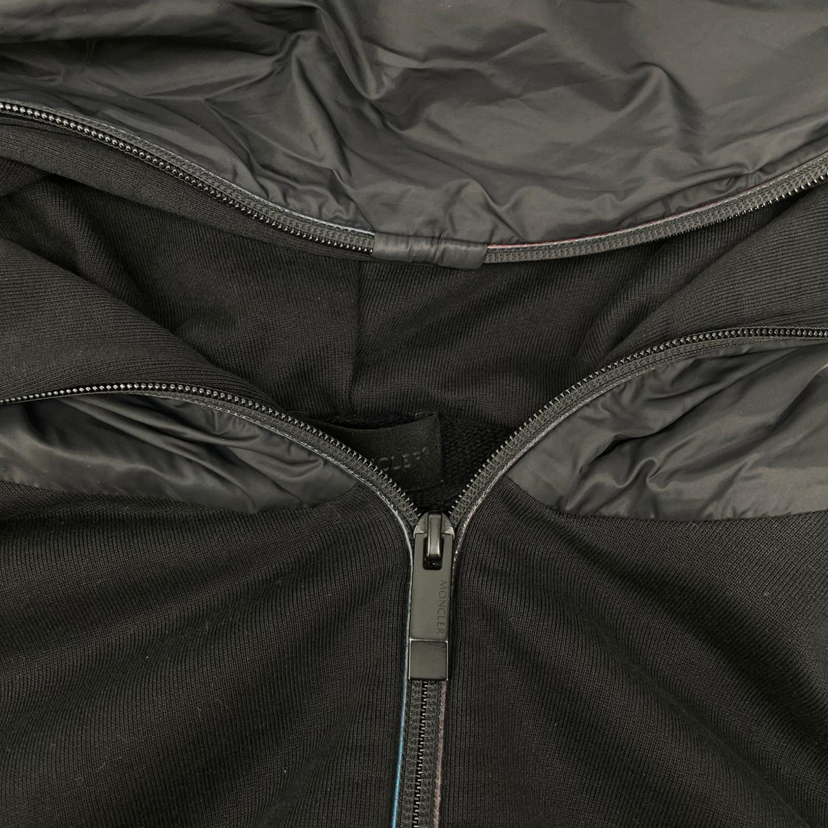 MONCLER モンクレール 24年製 ZIP UP CARDIGAN ブラック コットン×ナイロン フルジップスウェットフーディ トップス