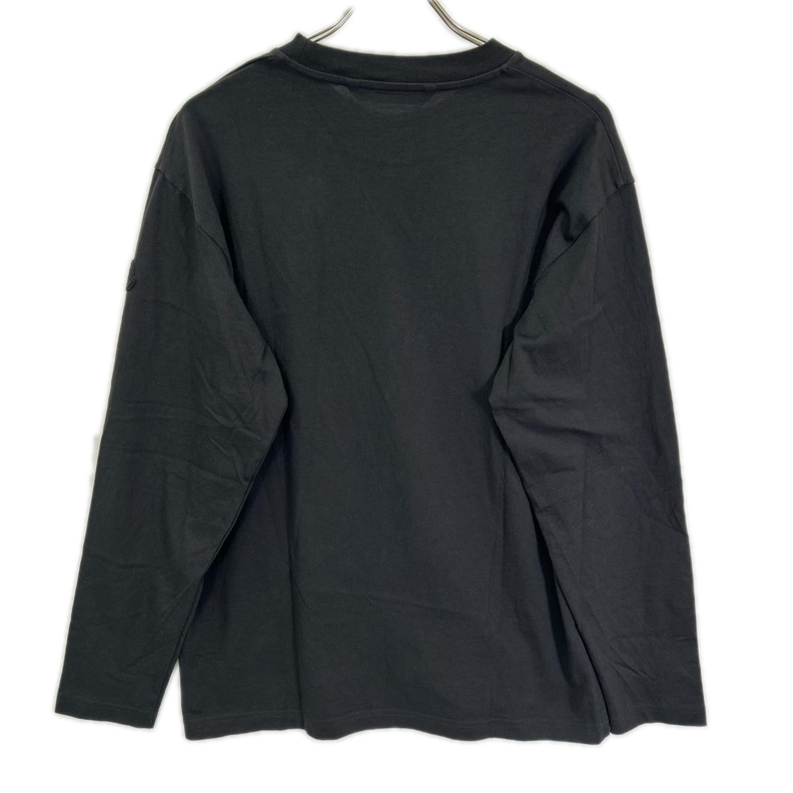 MONCLER モンクレール 23年製 LS T-SHIRT ブラック コットン ペイントロゴ クルーネック ロングスリーブカットソー トップス