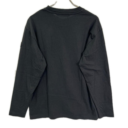 MONCLER モンクレール 23年製 LS T-SHIRT ブラック コットン ペイントロゴ クルーネック ロングスリーブカットソー トップス