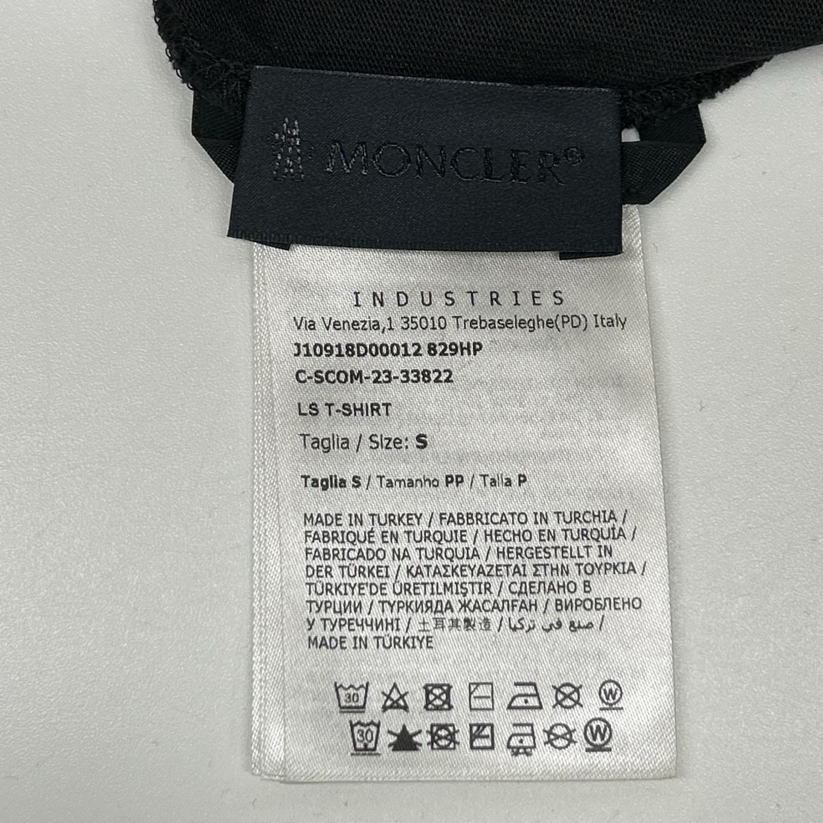 MONCLER モンクレール 23年製 LS T-SHIRT ブラック コットン ペイントロゴ クルーネック ロングスリーブカットソー トップス