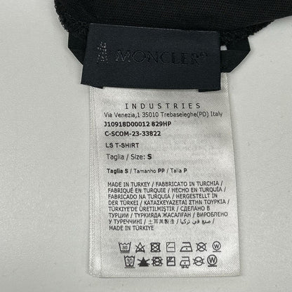 MONCLER モンクレール 23年製 LS T-SHIRT ブラック コットン ペイントロゴ クルーネック ロングスリーブカットソー トップス