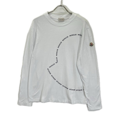MONCLER モンクレール 21年製 LS T-SHIRT ホワイト コットン ロゴシルエット クルーネック ロングスリーブカットソー トップス