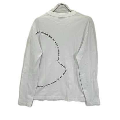 MONCLER モンクレール 21年製 LS T-SHIRT ホワイト コットン ロゴシルエット クルーネック ロングスリーブカットソー トップス