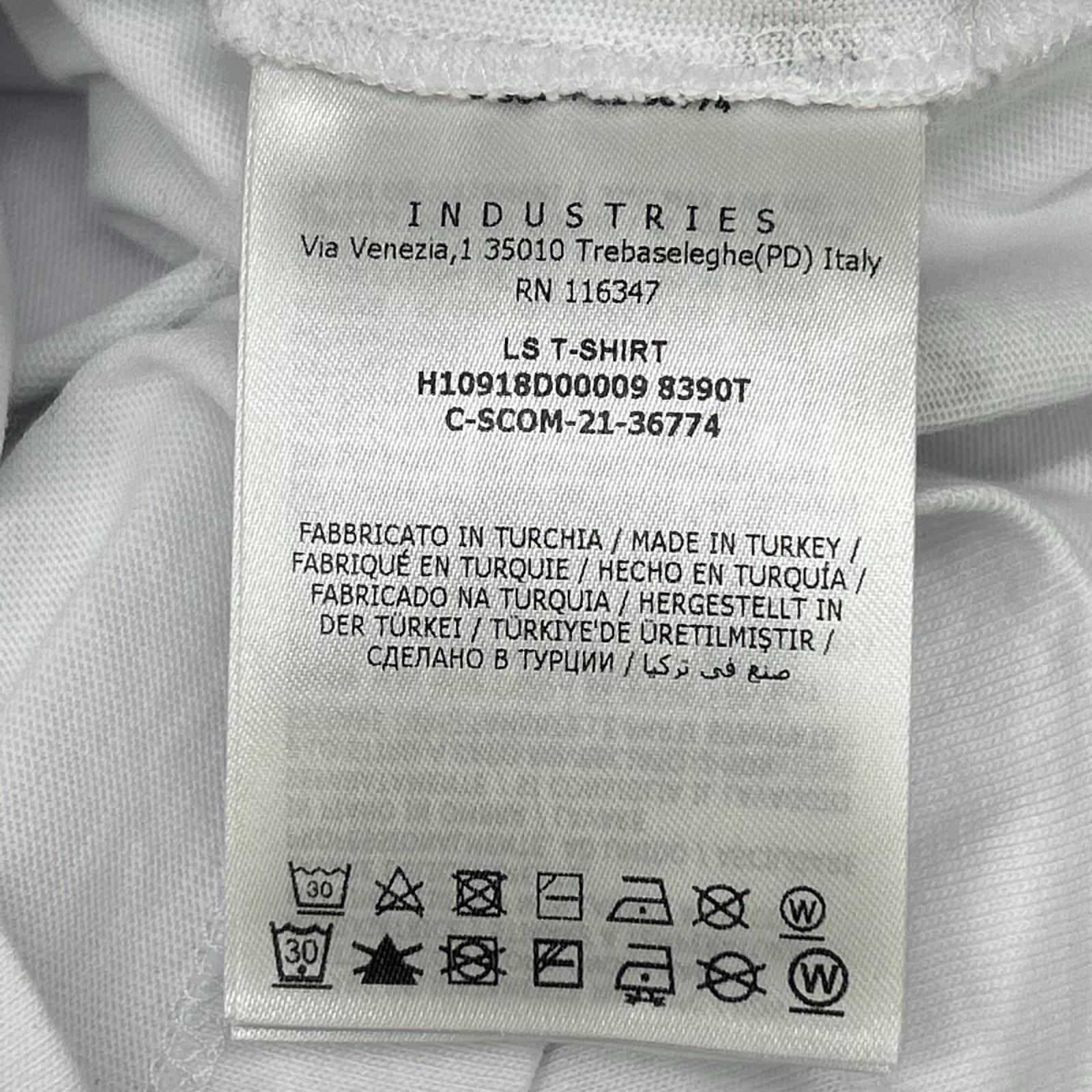 MONCLER モンクレール 21年製 LS T-SHIRT ホワイト コットン ロゴシルエット クルーネック ロングスリーブカットソー トップス