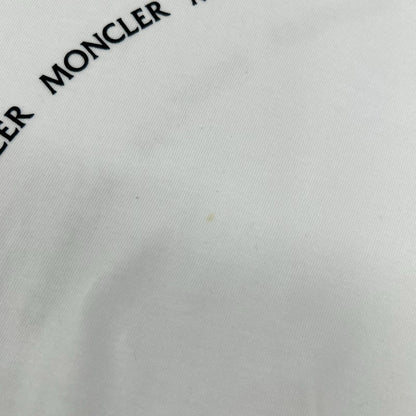 MONCLER モンクレール 21年製 LS T-SHIRT ホワイト コットン ロゴシルエット クルーネック ロングスリーブカットソー トップス
