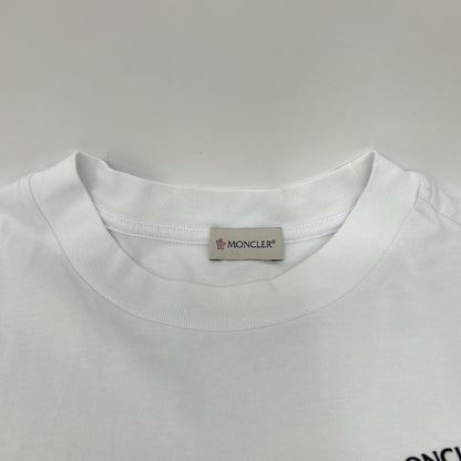 MONCLER モンクレール 21年製 LS T-SHIRT ホワイト コットン ロゴシルエット クルーネック ロングスリーブカットソー トップス
