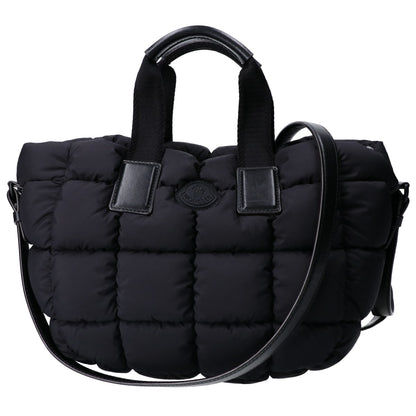 MONCLER モンクレール 24年製 MINI CARADOC/ミニカラドック ブラック キルティングナイロン ラバーロゴ 2WAYダウントートバッグ ショルダーバッグ