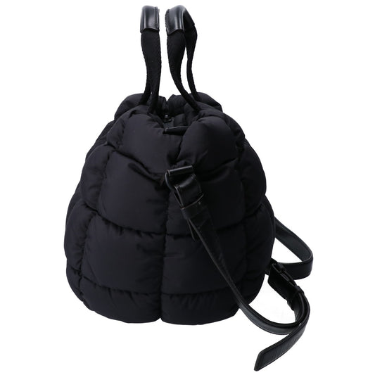 MONCLER モンクレール 24年製 MINI CARADOC/ミニカラドック ブラック キルティングナイロン ラバーロゴ 2WAYダウントートバッグ ショルダーバッグ