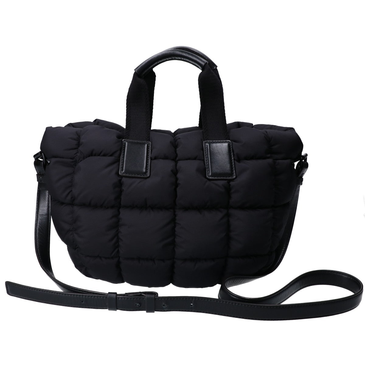 MONCLER モンクレール 24年製 MINI CARADOC/ミニカラドック ブラック キルティングナイロン ラバーロゴ 2WAYダウントートバッグ ショルダーバッグ