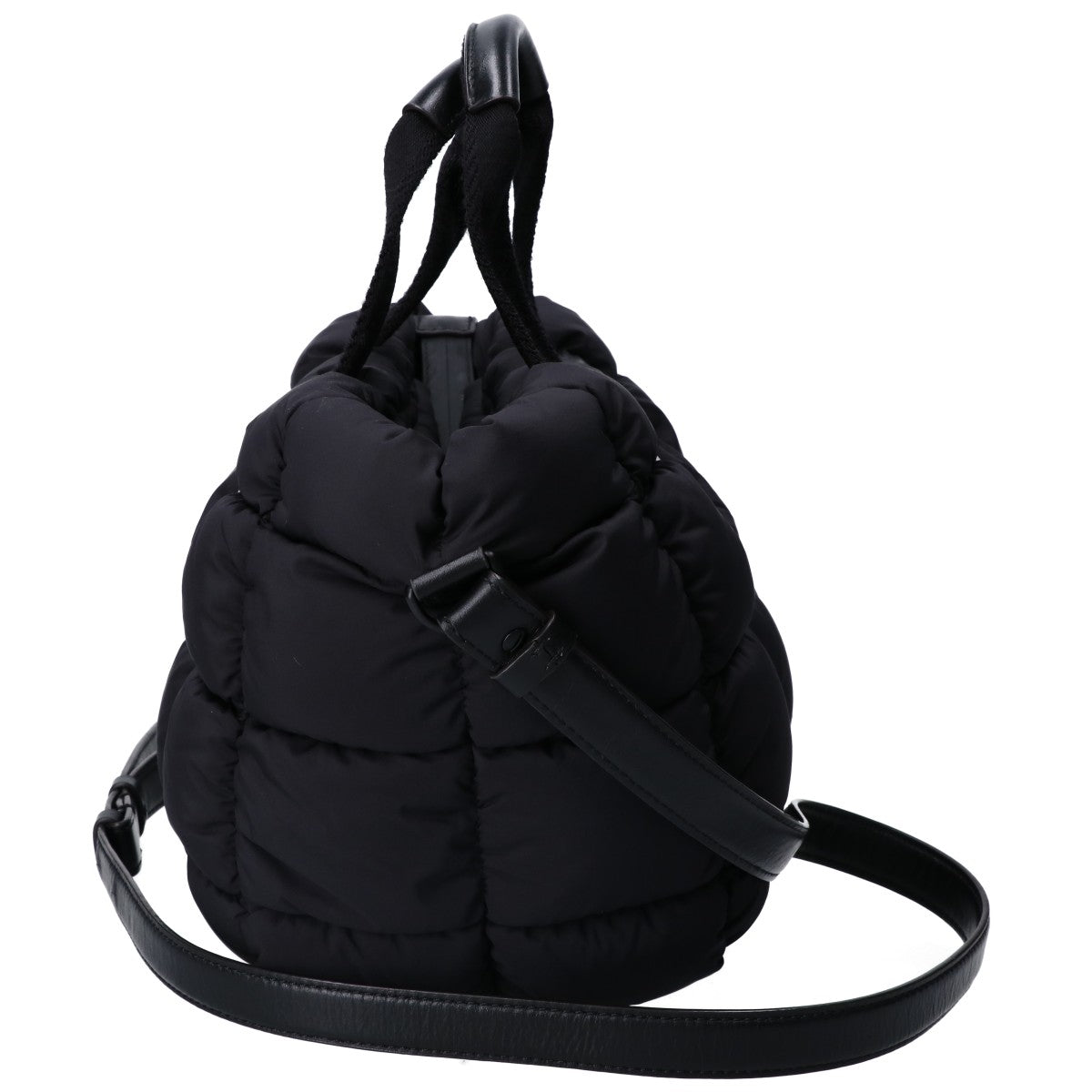 MONCLER モンクレール 24年製 MINI CARADOC/ミニカラドック ブラック キルティングナイロン ラバーロゴ 2WAYダウントートバッグ ショルダーバッグ