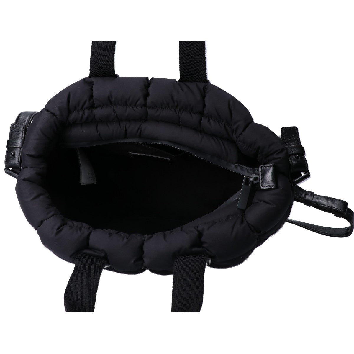 MONCLER モンクレール 24年製 MINI CARADOC/ミニカラドック ブラック キルティングナイロン ラバーロゴ 2WAYダウントートバッグ ショルダーバッグ