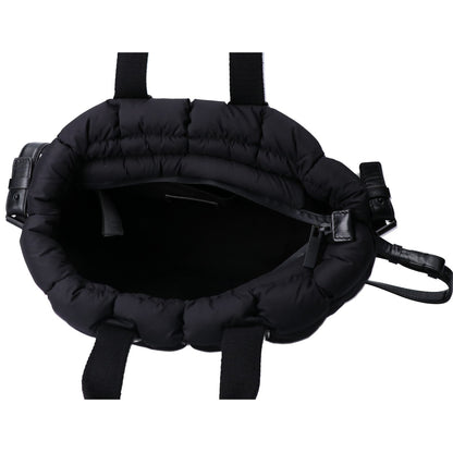 MONCLER モンクレール 24年製 MINI CARADOC/ミニカラドック ブラック キルティングナイロン ラバーロゴ 2WAYダウントートバッグ ショルダーバッグ