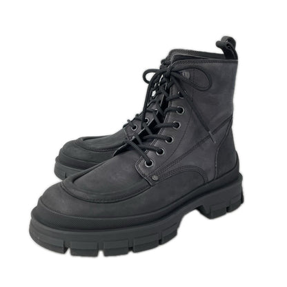MONCLER モンクレール 【美品】HEVEA CITY スムースレザー ラバーロゴ レースアップ アンクルブーツ シューズ
