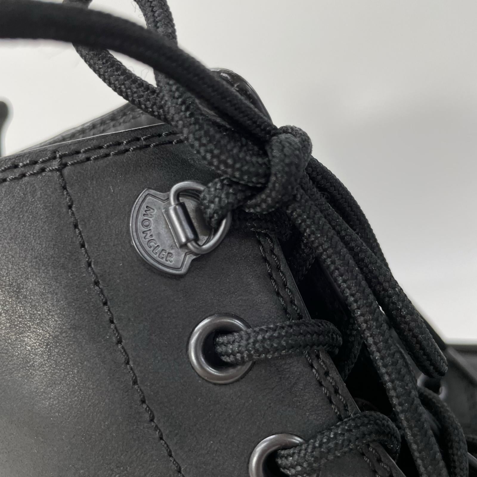 MONCLER モンクレール 【美品】HEVEA CITY スムースレザー ラバーロゴ レースアップ アンクルブーツ シューズ