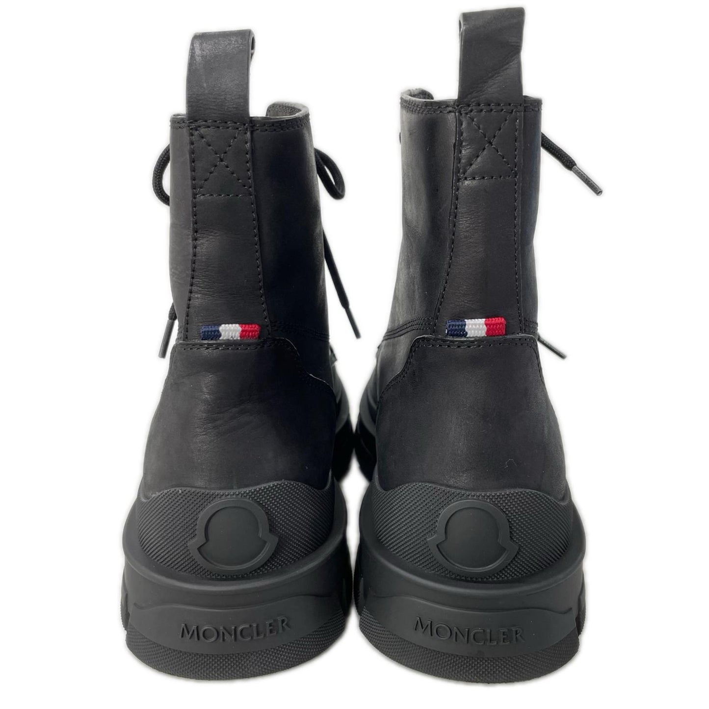 MONCLER モンクレール 【美品】HEVEA CITY スムースレザー ラバーロゴ レースアップ アンクルブーツ シューズ