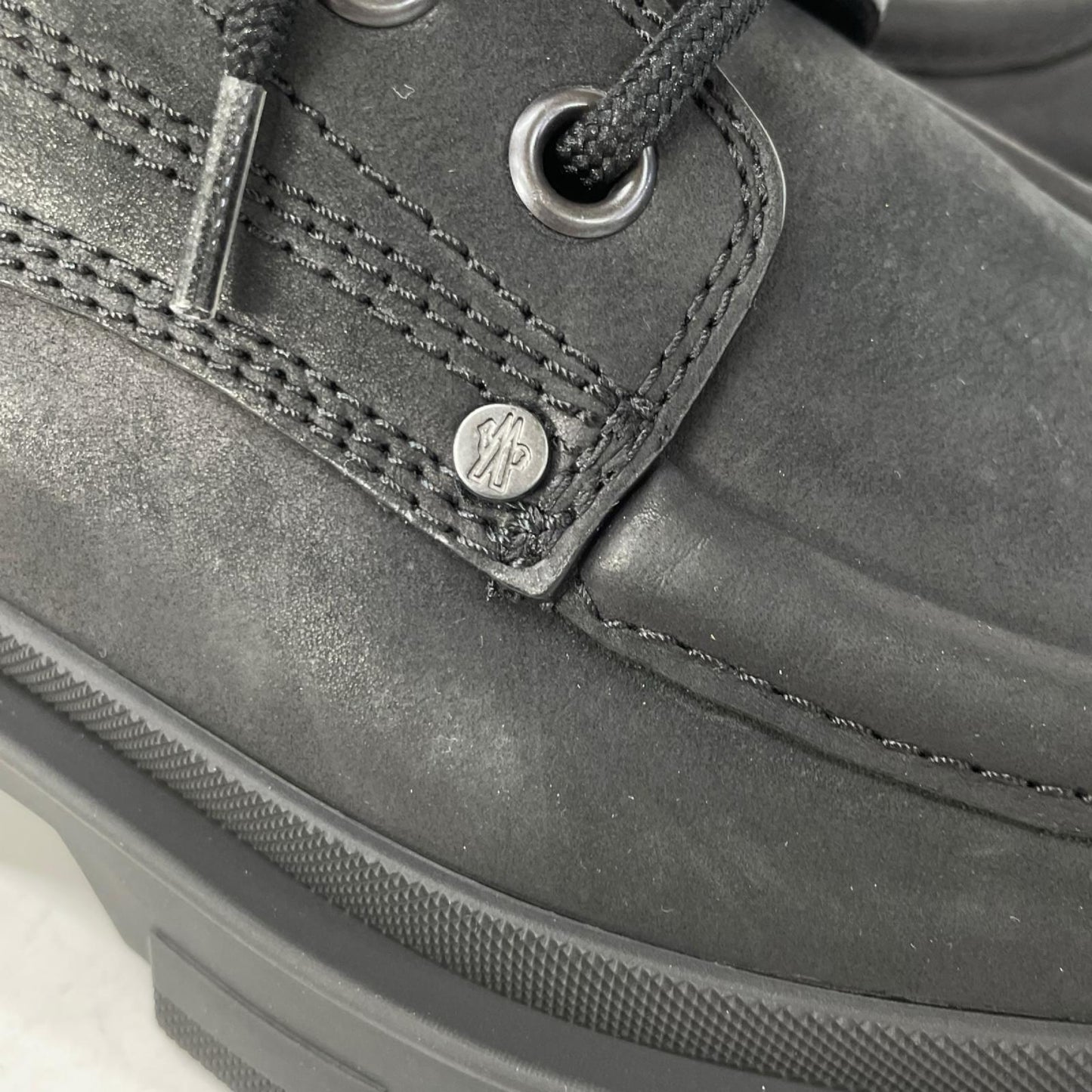 MONCLER モンクレール 【美品】HEVEA CITY スムースレザー ラバーロゴ レースアップ アンクルブーツ シューズ