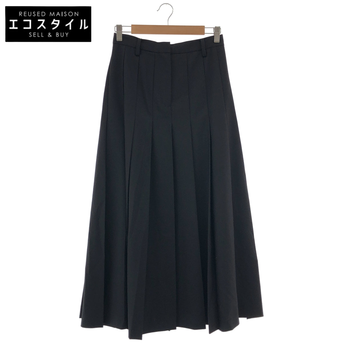 CLANE クラネ 25AW ブラック ワイドプリーツロングスカート ボトムス
