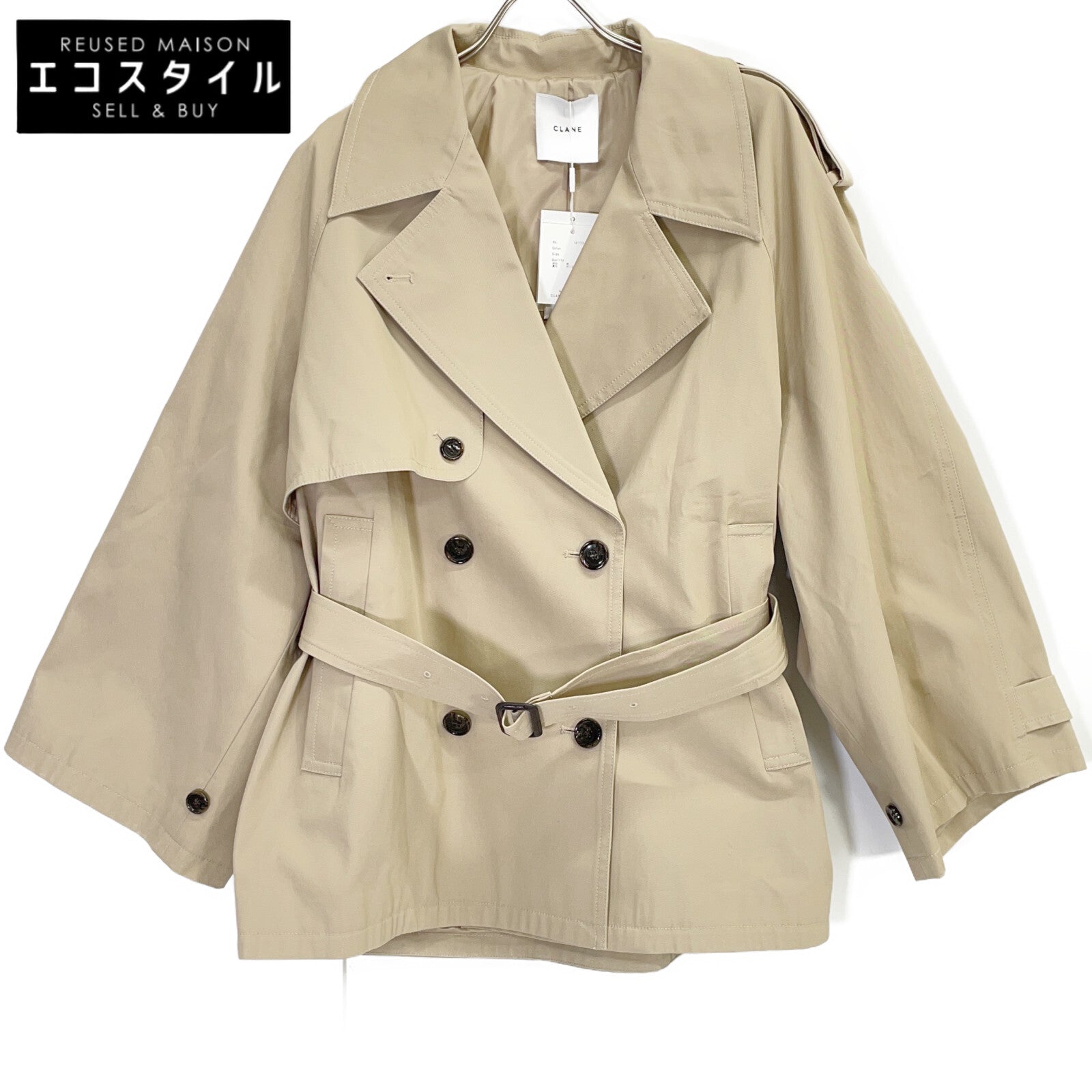CLANE クラネ 25SS 18103-0422 ベージュ オーバー ショート トレンチコート コート
