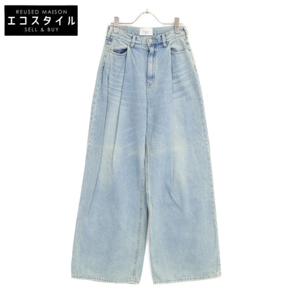 CLANE クラネ 【×Suzu Hirose】24AW ライトブルー タックワイドデニムパンツ ボトムス