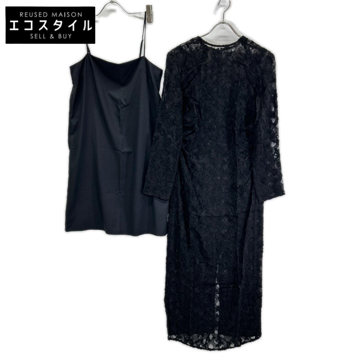 CLANE クラネ 24AW ブラック フラワー ジャガード ウェストドレープ ワンピース ワンピース