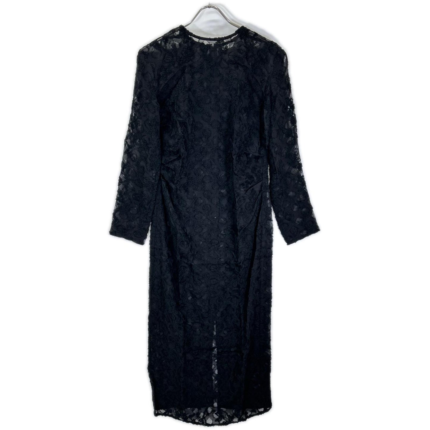 CLANE クラネ 24AW ブラック フラワー ジャガード ウェストドレープ ワンピース ワンピース