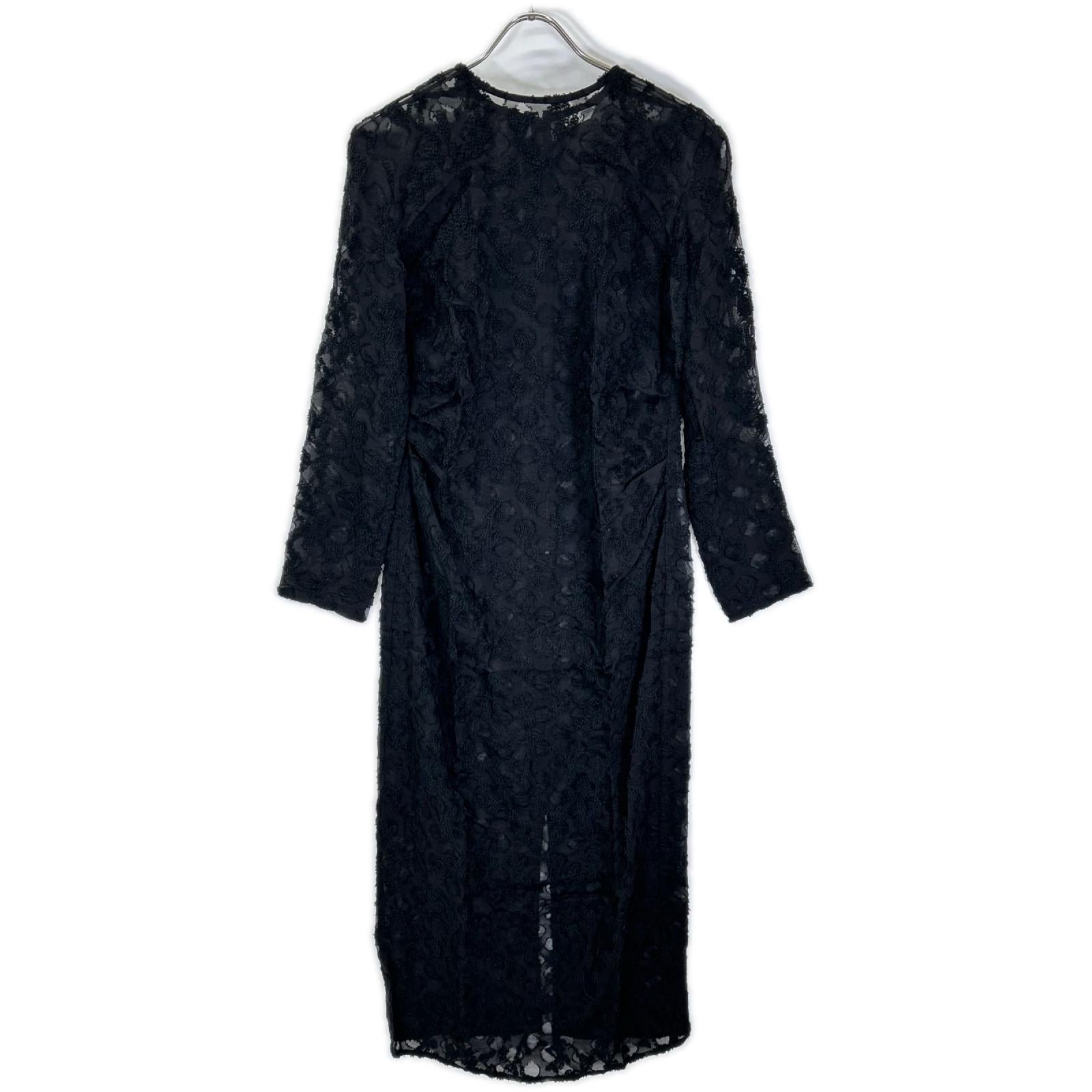 CLANE クラネ 24AW ブラック フラワー ジャガード ウェストドレープ ワンピース ワンピース