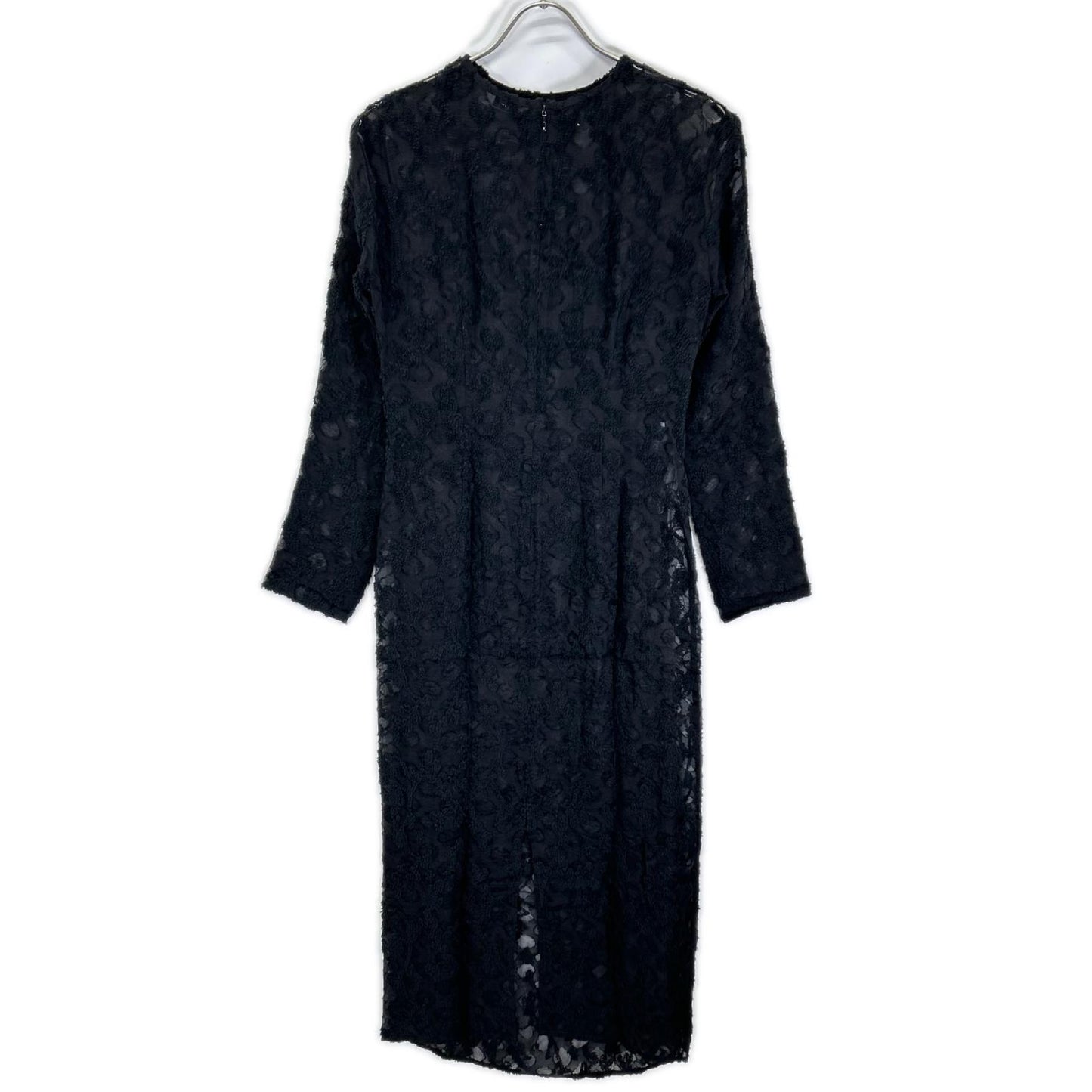 CLANE クラネ 24AW ブラック フラワー ジャガード ウェストドレープ ワンピース ワンピース