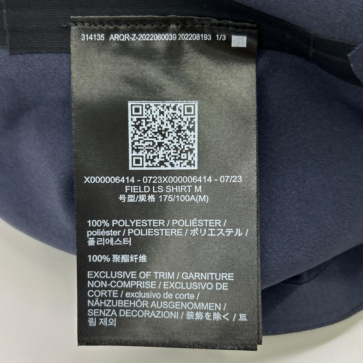 ARC’TERYX VEILANCE アークテリクス ヴェイランス X000006414 23年製 ネイビー FIELDLS LS SHIRT フィールド ロングスリーブ シャツ トップス