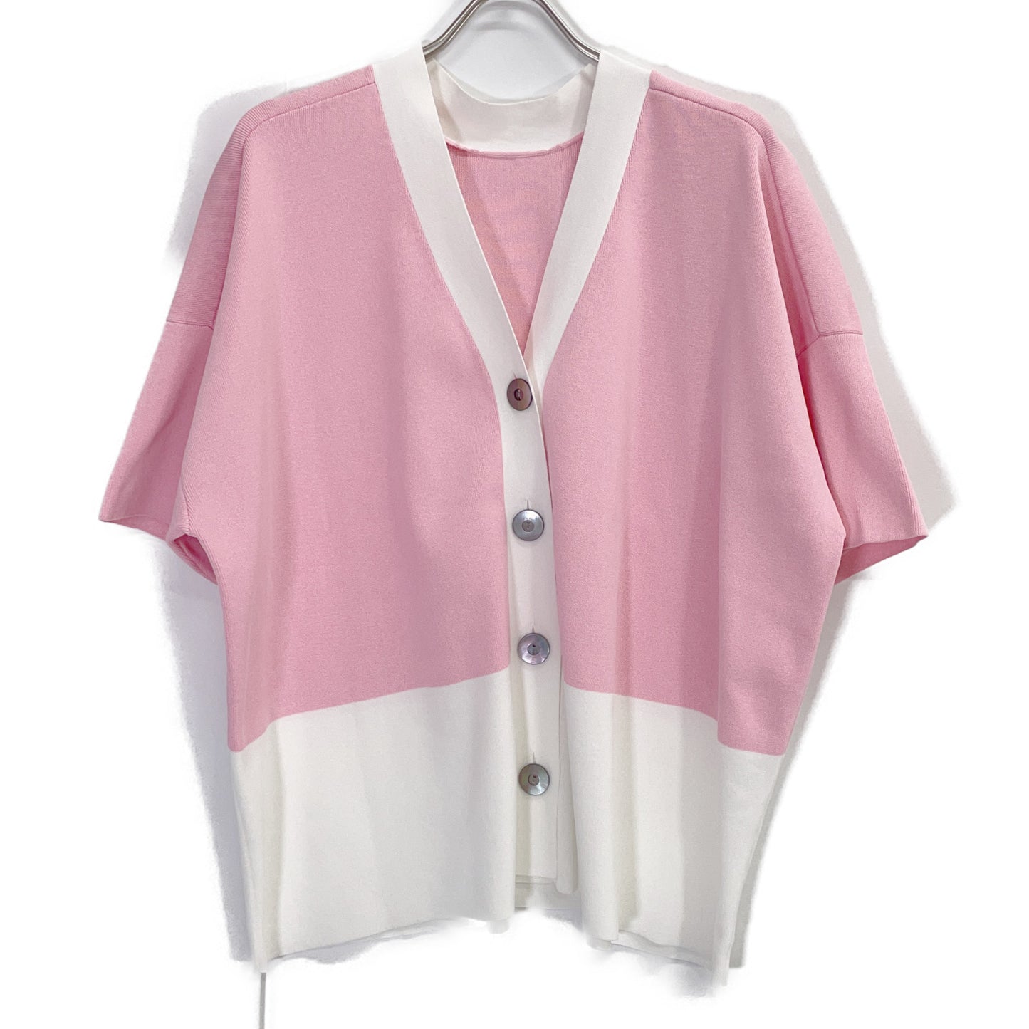 ADORE アドーア 531-6170536 26年製 ピンク×ホワイト バイカラーカーデ トップス