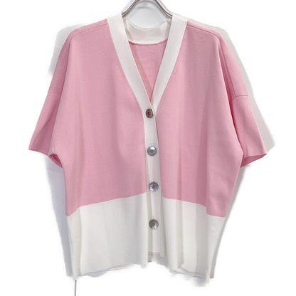 ADORE アドーア 531-6170536 26年製 ピンク×ホワイト バイカラーカーデ トップス