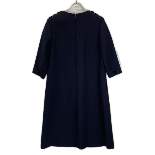 ADORE アドーア 531-5240740 25年製 ネイビー ベルベットボタン Vネックワンピース ワンピース