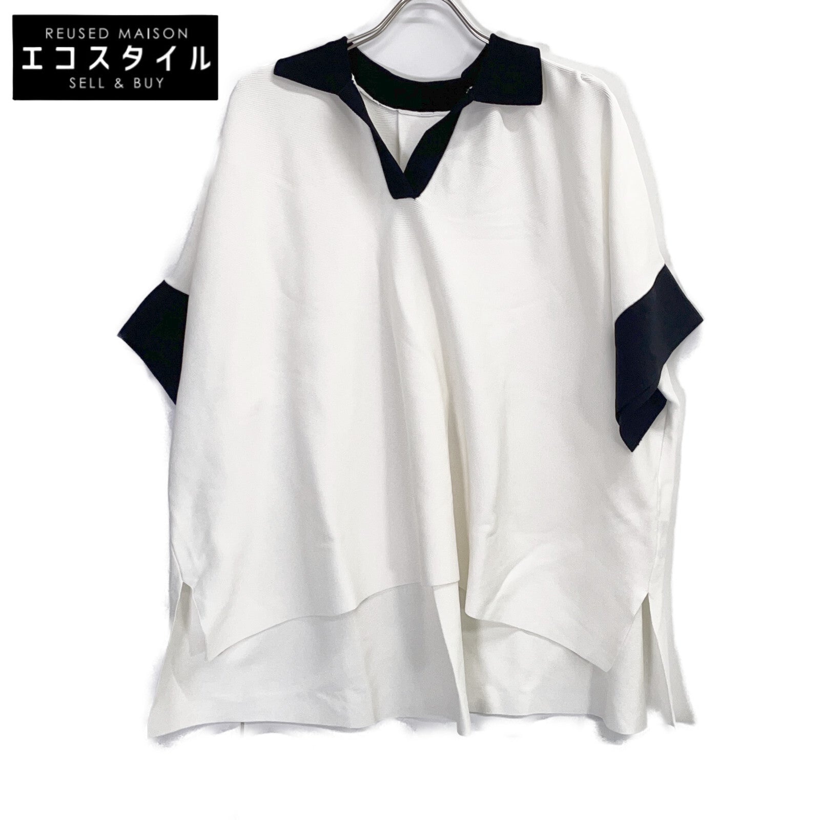 ADORE アドーア 531-6170332 26SS ホワイト バイカラーポロニット トップス