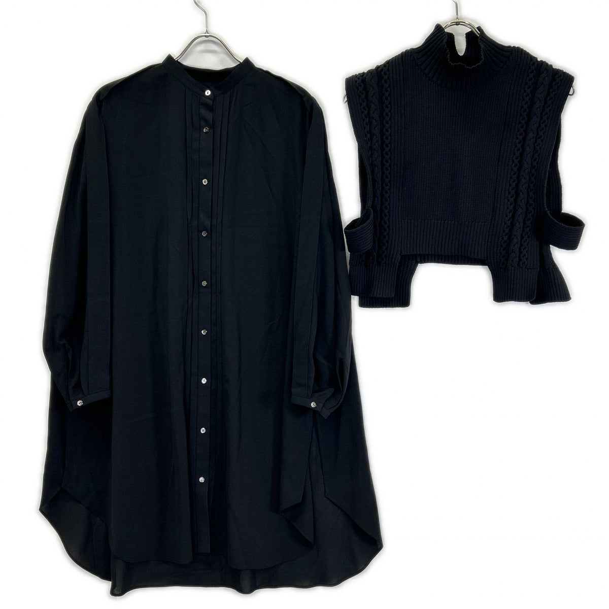 ADORE 531-2210115 black airy cable-knit vest with long shirt